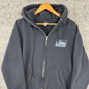 Vintage Quiksilver Hoodie Mens Large Full Zip Fleece Sweatshirt Surf Skate Y2K